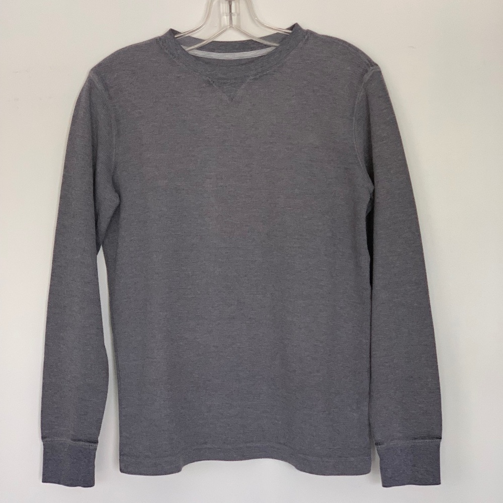 Lands End Tee Shirt Gray Thermal Boys L 14-16